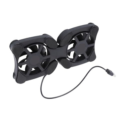 Portable Laptop Cooling Pad with Dual USB Fans, Foldable Black Notebook Cooler Stand for Office and Travel, Lightweight Computer Cooler Fan Pad for Gaming and Work