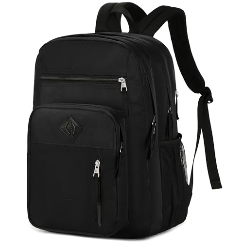 Laptop Backpack 17 inch for Women Men Large College Bookbags Waterpoof Work Business Travel Backpacks Kids School Bag for Girls Boys Students Teens Elementary Schoolbag Casual Daypack Sport -Black - color: Black