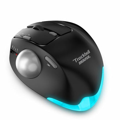 zelotes Wireless Trackball Mouse,Bluetooth Mouse,Rechargeable,4800 DPI, 2-in-1(BT 5.0/3.0+2.4GHz USB Receiver), 8 Buttons,Ergonomic Design,LED Lighting,for Laptop, PC, Pad,Black - color: Black