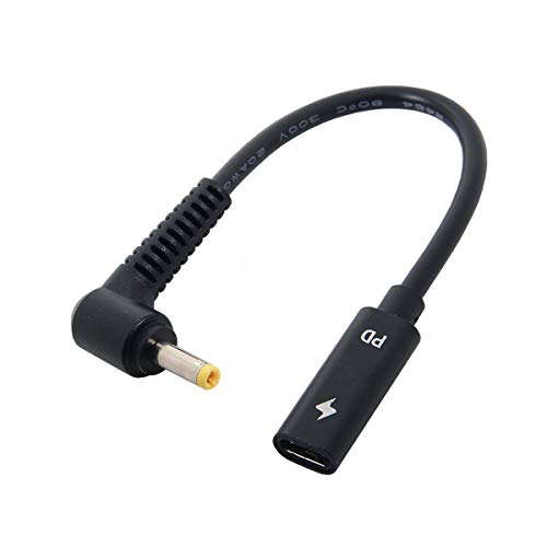 cablecc Type C USB-C Female Input to DC 4.0x1.7mm Power PD Charge Cable fit for Laptop 18-20V - color: Black 4.0x1.7mm