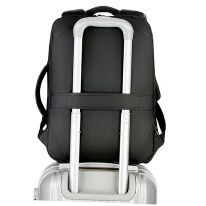 KALLORY Large Capacity USB Charging Business Laptop Backpack for Men, Black Waterproof Notebook Bookbag Suitable for Travel and Work