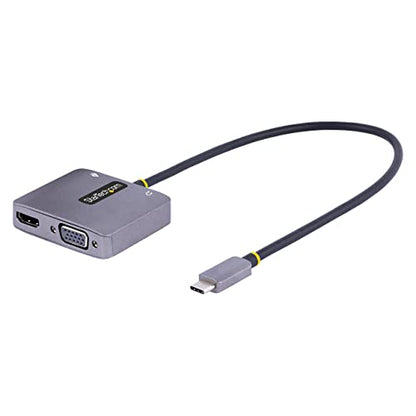 StarTech USB-C to HDMI/VGA Adapter, 4K 60Hz, 100W PD (122-USBC-HDMI-4K-VGA) | USB-C multiport video adapter, 4K 60Hz HDMI 2.0b, 1920x1200 VGA, 3.5mm audio, 7.1ch, HDCP 2.2, 100W PD pass-through, TB3/TB4