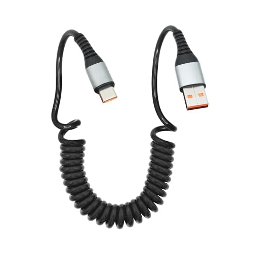 USB C Coiled Power Cable 3FT, Car Power Cord, USB 100W Fast Charger Cord | USB A Male to USB Type C Male Coiled Charger Data Cord, for Car Compatible iPhone, Samsung, Huawei and More USB C Devices
