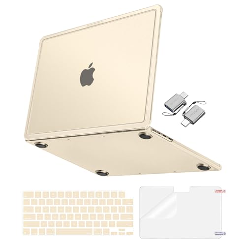 MOSISO Compatible with MacBook Air 13 inch Case M5 M4 M3 M2 2026-2022 | 4 in 1 Kit Anti-Crack&Reinforced Corner Defense Hard Shell for MacBook Air 13.6 Case, A3449 A3240 A3113 A2681, Starlight - color: Starlight