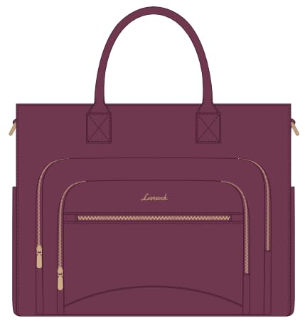 LOVEVOOK Lunch Tote Bag for Women, 3 in 1 Work Bag with Insulated Lunch Compartment, 15.6inch Laptop Bag with Large Cup Holder for Office, College, Casual,Teacher,Nurse - color: Purple, size: 15.6 inch with Lunch Compartment
