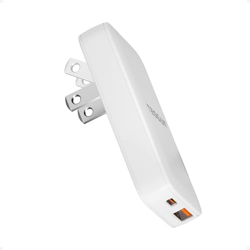 Flat Wall Charger USB C PD 45W, TESSAN Flat USB Wall Plug Foldable | 1 USB C and 1 USB A, Outlet Adapter, Fast Charging Block, Ultra Slim Charger, for Travel - size: USB-A&C PD45W