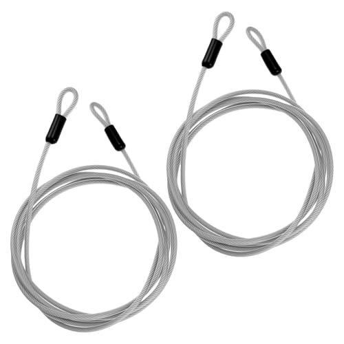 2Pcs 4.9FT 5mm Stainless Steel Security Cable Lock, Steel Coated Braided Double Loop Flexible Wire Rope for Bicycles, Luggage, Gates & Outdoor Equipment - size: 4.9FT