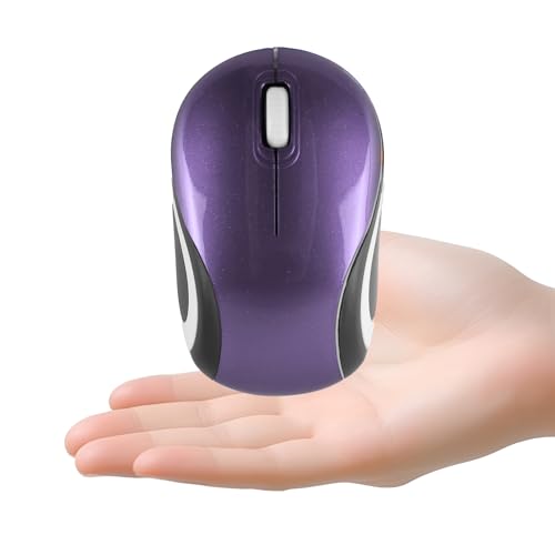 elec Space Mini Small Wireless Mouse for Kids Children 3-7 Years Old Child Size Optical Portable Mini Cordless Mice with USB Receiver for Laptop Computer (Purple) - color: Purple