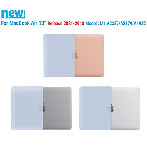 IBENZER Compatible with New MacBook Air 13 inch Case 2022 2021 2020 M1 A2337 A2179 A1932, Plastic Hard Shell Case with Keyboard Cover for Mac Retina Display with Touch ID, Sierra Blue, AT13SIBL+1 - color: Sierra Blue