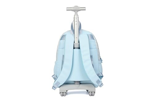 Cute travelers club blue Rolling Backpack for women with wheels Rolling cart (HEY BLUE) - color: Hey Blue