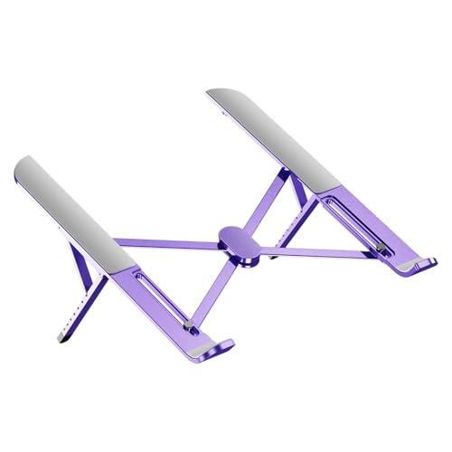 Multiple Angled Laptop Stand with Alloys Construction and Silicone Grips for Secure Placement and Viewing Foldable Laptop Stand - color: Purple