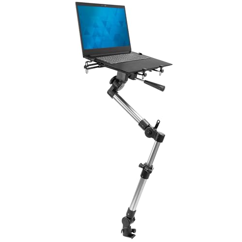 Mount-It! Car Laptop Mount, No-Drill Vehicle Laptop Stand for Vehicle & Truck, Full Motion Computer Holder for Cars Vans SUVs, Adjustable Height 14–22.25”, Fits Notebooks Up to 17” with Cooling Tray