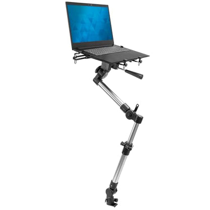 Mount-It! Car Laptop Mount, No-Drill Vehicle Laptop Stand for Vehicle & Truck, Full Motion Computer Holder for Cars Vans SUVs, Adjustable Height 14–22.25”, Fits Notebooks Up to 17” with Cooling Tray