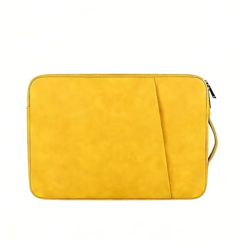 PU Leather Laptop Sleeve 14 inch, Slim Laptop Carrying Case Bag Computer Sleeve Cover Compatible with MacBook Air/Pro, HP, Dell, Lenovo, Asus(Yellow) - color: Yellow, size: 14 inch