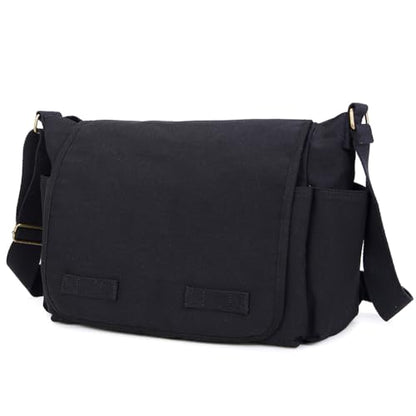 Sechunk Canvas Large Messenger Bag Shoulder bag Cross body bag Crossbody Bag - color: Black, size: Large