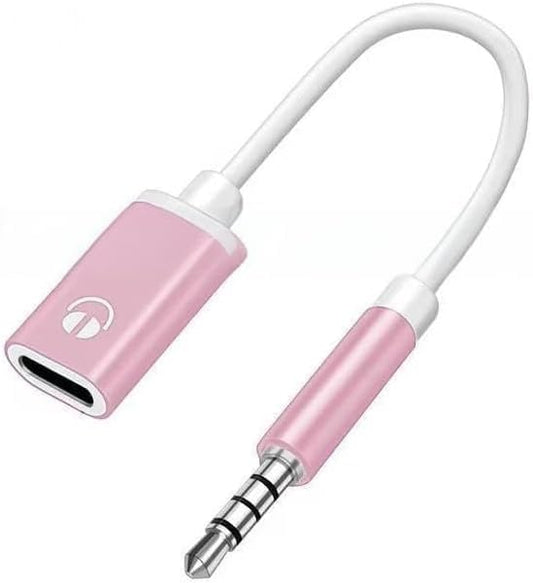 Pink Headphone Jack Adapter, 3.5mm Male to TypeC Female Audio Cable Cord, USB C to Aux Audio Dongle Cable Cord, Compatible with MP3 CD Players, Laptops, Tablets, Adapters , Earbuds and Accessories