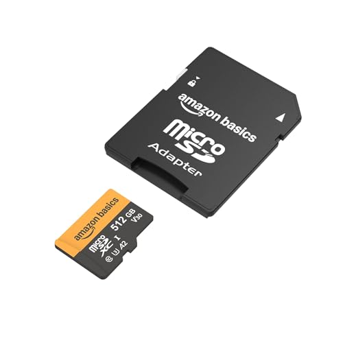 Amazon Basics 512GB microSDXC Card with Adapter for Tablets, Smartphones, Action Cameras, GoPRO, Drones, Full HD, Read Speed Up to 200MB/s, 1-Pack - size: 512GB