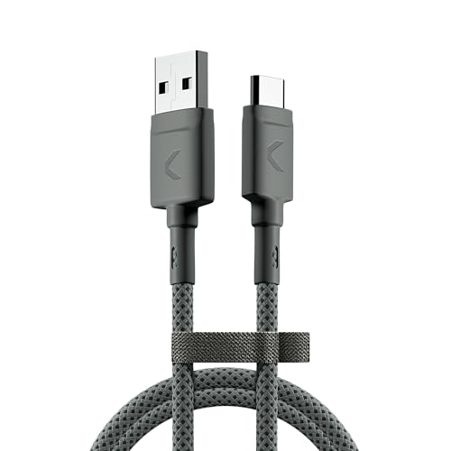 Clemm USB A to USB C Cable 60W 3.9ft, USB 3.0 Fast Charging Nylon Braided Type C Charger Cord, Data Transfer, Long Lifespan, Compatible with iPhone 17/16/15, Samsung Galaxy S25/S24, iPad, Android - color: Dim Gray, size: 3.9ft, style: USB-A to USB-C