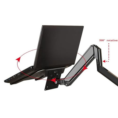 Monitor Mount Laptop Arm Mount for Desk Holds 4.4-19.8lbs, 2 in 1 Adjustable Gas Spring Arm Single Monitor Desk Mount with Tray for 17"-30" Screens or 10"-16" Laptops Monitor Stand(White) (White)