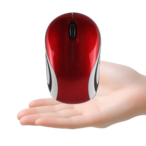 Usbkingdom Mini Small Wireless Mouse for Travel Optical Portable Mini Cordless Mice with USB Receiver for PC Laptop Computer (Red) - color: red