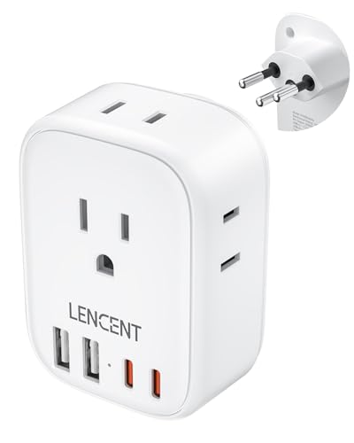 LENCENT Switzerland Travel Plug Adapter, Swiss Power Adaptor with 4 Outlets | 4 USB Ports (2 USB C), Type J Plug Converter for US to Switzerland, Liechtenstein, Rwanda, Safe Grounded - style: Type J-17.5W-Switzerland