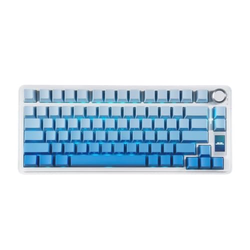 S75 PRO Mechanical Keyboard 75% Custom Layout RGB Backlight Wireless Bluetooth Gaming Keyboard with Screen Knob(Seya Switch,Fog Blue) - color: Fog Blue, size: Seya Switch