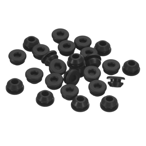 UXcell 25pcs Silicone Round Locking Snap-in Hole Stoppers for 6.5-7mm Metal Tube, Furniture End Caps, Black - size: 6.5-7mm