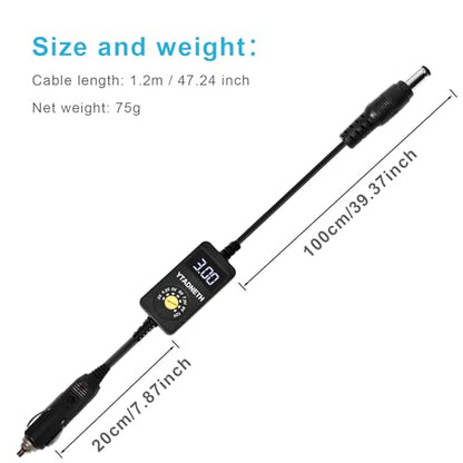 Car Charger Adapter with LED Display DC 3V 4.5V 5V 6V 7.5V 9V 12V Adjustable Voltage Universal Auto Cigarette Lighter Male Plug Power Supply Adapter Cable for Portable DVD Player Dash cam Tablet