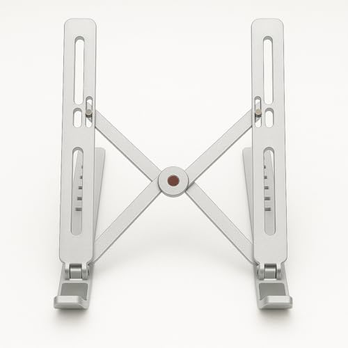 Laptop Stand, Portable Laptop Holder Computer Stand for Desk, Metal Foldable Laptop Riser with 6 Levels Height Adjustment, Compatible with MacBook, HP, Lenovo, Dell (Silver) - color: Silver