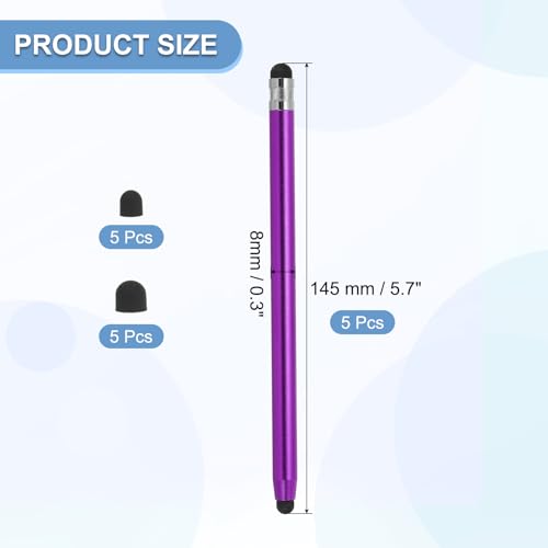 PATIKIL 5 Pcs Stylus Pens for Touch Screens, 2 in 1 High Sensitivity Universal Pen Capacitive Stylus for Phone Tablets Laptop Touch Screen Devices, Purple - color: Purple