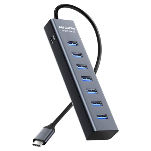 USB C to USB Hub Multiport Adapter, Aluminium 7-in-1 USB C Hub Multiport Adapter, USB Extenders, USB to USB c Adapter for MacBook Pro/Air, Laptop, iPad, iMac, U Flash, PSSD, HDD, Keyboard, Mouse - size: 0.99Ft