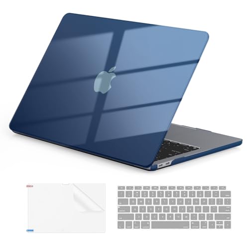 EooCoo for MacBook Air 13.3 inch Case with Keyboard and Screen Protector | Ultra Thin and Transparent, Hard Case Compatible with MacBook Air 13.3 inch M1 Chip 2021-2018 with Retina Display - color: Crystal Midnight