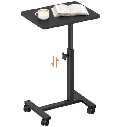 TUTOTAK C Table End Table Adjustable Height, TV Tray Table for Small Spaces | 360°Swivel casters, Slide Under Couch Side Table, Sofa Bedside Table for Living Room, Bedroom, Black TB01BK099 - color: Black