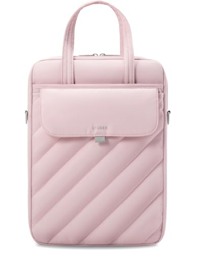 LUGGEX Puffy Laptop Sleeve Bag 15-16 Inch, Vertical Computer Carrying Cases with Tablet Pockets and Handle, Compatible with MacBook Air/Neo/Pro 15/16 Inch 360° Protective (LTX-Core, Pink) - color: Pink Vertical, size: 15-16 Inch for Macbook Air & Pro