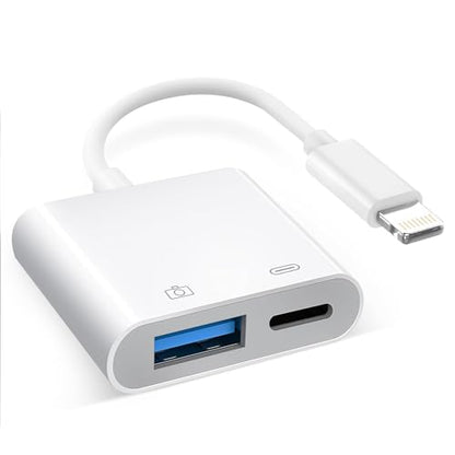 [Apple MFi Certified] Lightning to USB 3.0 Camera Adapter with Charging Port, High Speed OTG Adapter for iPhone iPad, Support SD Card Reader, 4K Video Transfer, MIDI Keyboard, Mic, Flash Drive, Mouse - style: Lightning+Charging