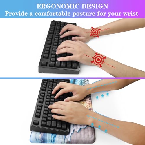 Computer Keyboard Stand with Wrist Rest, Ergonomic Tilted Keyboard Holder - Keyboard Riser with Wrist Pad - Keyboard Tray Support for Office Home - Beach - color: Keyboard Stand-beach