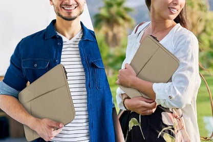 15.6 inch Laptop Sleeve, Shockproof Protective Computer Carrying Cover with Front Pocket, Briefcase Handbags Laptop Case for 15.6 inch HP, Dell, Acer, Asus, Notebook, Khaki - color: Khaki, size: 15.6 inch
