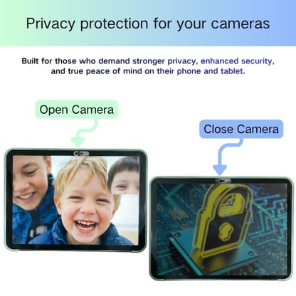 Front Camera Cover,Camera Privacy Covers Compatible with iPad, Webcam Privacy Cover,Ultra-Thin Transparent Slide, Easy Install Self-Adhesive, Compatible with Galaxy, Pixel & Tablets,Black-2 Pack