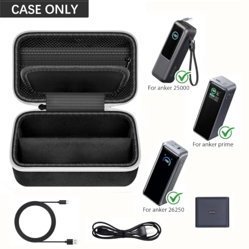 Laptop Power Bank Case for Anker 25000& Prime 27650，Black | Organizes the Power Bank, Small Cables and 100W Charging Base; Larger 150W Charging Base Does Not Fit, Case Only - color: black