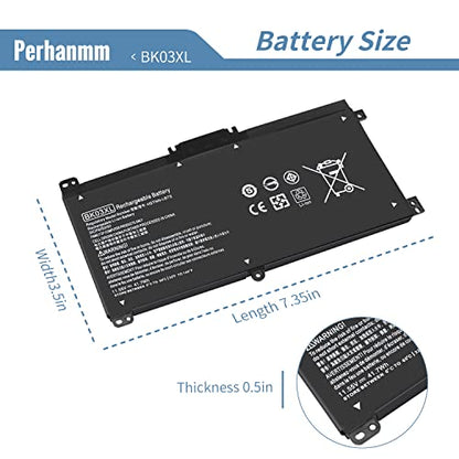 BK03XL 916811-855 Battery for HP Pavilion X360 14-ba0xx 14-ba1xx 14m-ba0xx 14m-ba1xx 14-ba253cl 14m-ba011dx 14m-ba013dx 14m-ba114dx 14m-ba015dx 14-ba125cl 14-ba153cl 14-ba051cl 14-ba175nr 916812-855 - size: 7.35 x 3.5 x 0.5 inches BK03XL BATTERY
