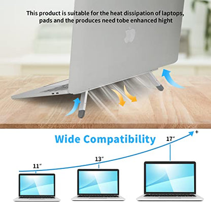 Riser for Desk,Pop up Laptop Stand,Adjustable Height Self-Adhesive Portable Laptop Stand with Feet, Extend Leg,Foldable Computer Stand for 10”-17” Models MacBook Air, Keyboard etc.