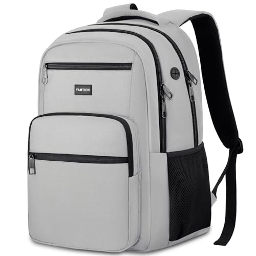 YAMTION Laptop Backpack for Men, Black Backpack, School Backpack for Boys and Girls, Bookbag, Work BackpackFits 15.6 Inch Laptop and Notebook (Grey, 15.6 inch) - color: Grey, size: 15.6 inch