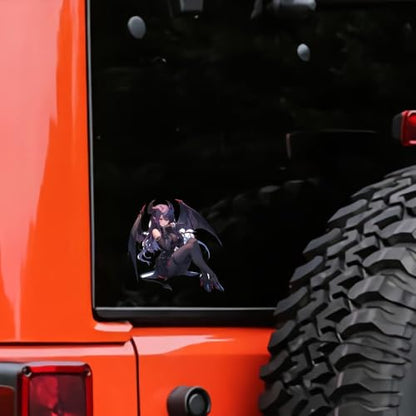 5.1" Devil Kawaii Girl with Wings Sitting Anime Car Decals Auto Body Laptop Windshield Trunk Lid Accessories Stickers (D) - color: D