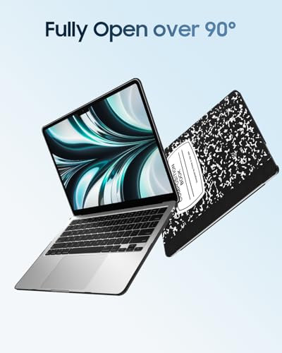 Fintie Case for MacBook Air 13 inch A3449/A3240/A3113/A2681 2022-2026 | M2/M3/M4/M5, Snap On Hard Shell, Full Port Access, Easy On/Off, Lightweight, Composition Book - color: Bow