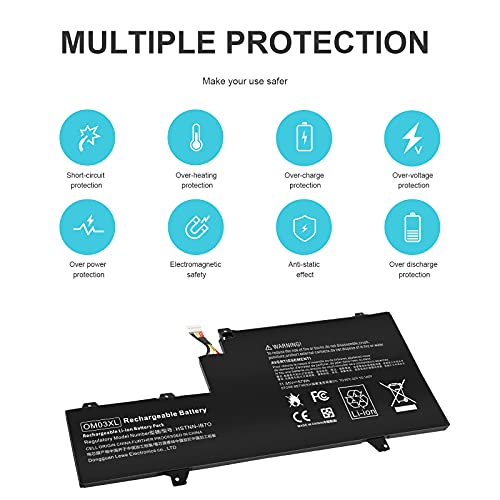Futurebatt OM03XL HSTNN-IB7O 863167-171 Battery Compatible with HP EliteBook x360 1030 G2 Series Notebook for HP OM03XL 3057XL 863167-1B1 863167-171 863280-855 HSN-I04C HSTNN-IB70 HSTNN-IB7O - size: OM03XL 12.76*6.57*0.73 in