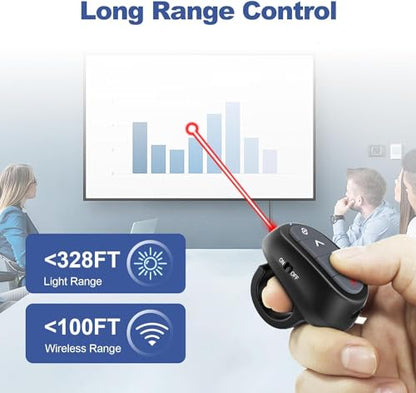 (2 Units) Presentation Clicker PowerPoint Wireless Presenter Remote: Laser Pointer Finger Ring Computer Project Power Point PPT Clicker for Laptop Office, Slideshow Google Slide Advancer Rechargeable - style: 2 Units Finger Ring
