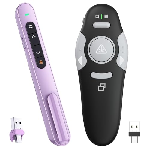QUI Presenter Clicker USB A&C Bundle | Pen-Shaped Purple & Remote-Shaped Black