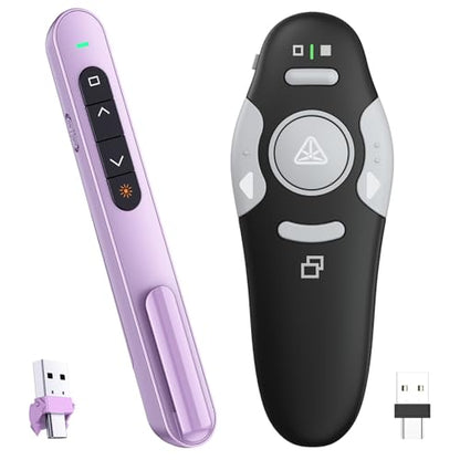 QUI Presenter Clicker USB A&C Bundle | Pen-Shaped Purple & Remote-Shaped Black