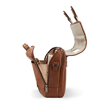 Samsonite Classic Leather Flapover - color: Cognac