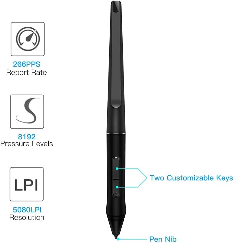PW500 Battery-Free Stylus Pen for Huion KAMVAS Pro 22 Inspiroy Q11K V2 Q620M GT-221 GT2201 Graphic Tablet Drawing Digital Pen Touch Screen Active Laptop Stylus S-Pen